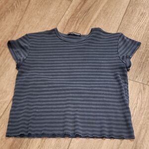 Brandy Melville Navy and Gray Striped Tee